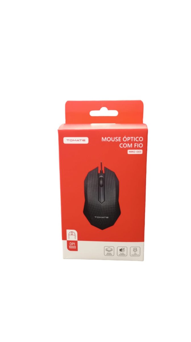 Mouse Óptico C/ Fio - Tomate - MMO-O03