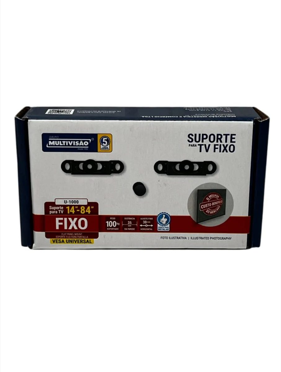 Suporte Fixo P/Tv De 14" A 84" U-1000 -Blister-Preto