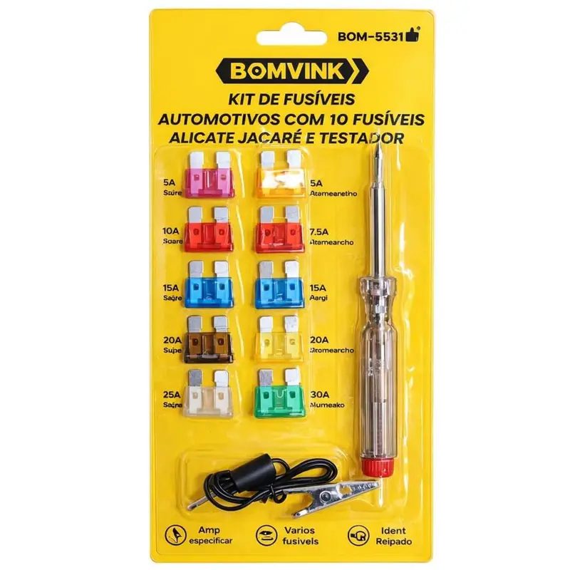 Kit Fusível Automotivo Com Chave Teste - Bom-5531 Bomvink