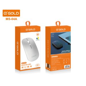 Mouse Sem Fio Recarregável Ergonômico - MS-04A - A'Gold